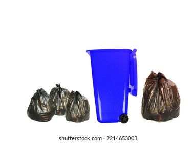 Image Of A Blue Trash Bin