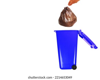 Image Of A Blue Trash Bin