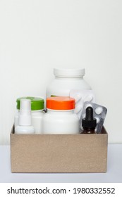 Image Of A Box Of Compounded Prescription Medications Shipped From A Mail Order Pharmacy On A White Background.