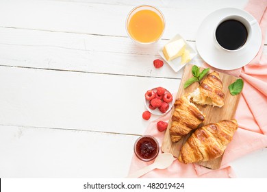 Image Of Breakfast With Croissants And Coffee