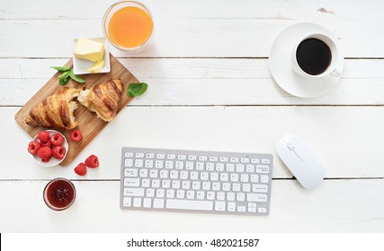 image of breakfast with croissants and coffee - Powered by Shutterstock