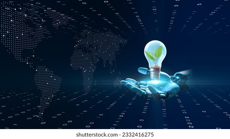 Image of bringing hope to humanity using the power of AI and digital technology, image of coexistence between AI and humans.