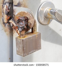 Image Of A Broken Metal Lock By Welding Metal And Sparks 