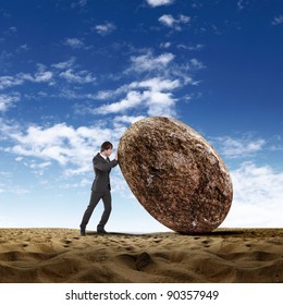 Man Pushing Rock Images, Stock Photos & Vectors | Shutterstock