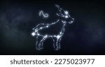 Image of capricorn sign with stars on black background. Zodiac signs, stars and horoscop concept digitally generated image.