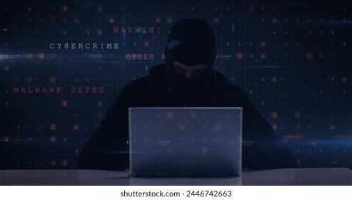 Image of caucasian male hacker over flag of russia and ukraine. ukraine crisis, cyber warfare and international politics concept digitally generated image. - Powered by Shutterstock