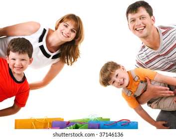 Image Of Cheerful Family Members Standing Looking At Camera With Happy Expression