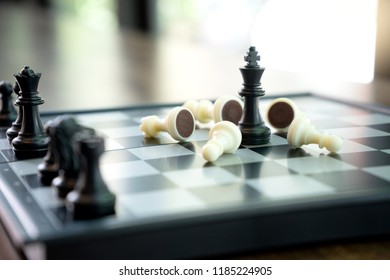 Image Of Chess Board  No People In The Photo ,setting Chess Player And Move Action.