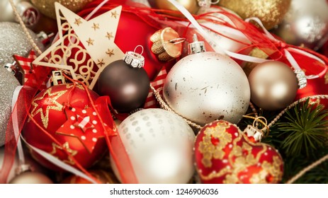 An Image Of Christmas Decoration With Glass Balls