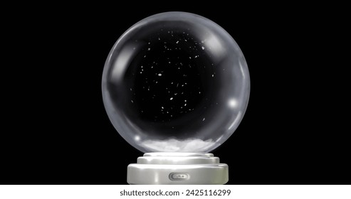 Image of christmas snow globe with snow falling on black background. Christmas, festivity, tradition and celebration concept digitally generated image. - Powered by Shutterstock