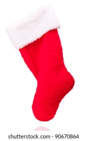 Image Of A Christmas Stocking Isolated On White.