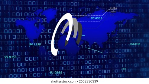 Image of circles and world map over data processing and binary coding on black background. Global business, technology and digital interface concept, digitally generated image. - Powered by Shutterstock - Get 15% off with code: PIKWIZARD15