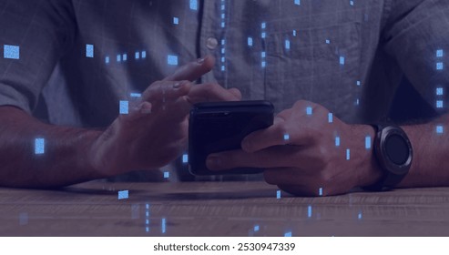Image of circuit board with data processing over caucasian man using smartphone. Global connections, computing, digital interface and data processing concept digitally generated image. - Powered by Shutterstock - Get 15% off with code: PIKWIZARD15