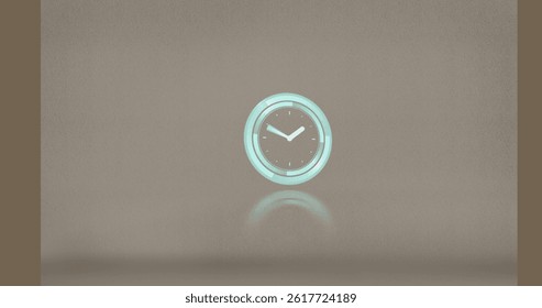 Image of clock moving on brown background. abstract background and digital interface concept digitally generated image. - Powered by Shutterstock - Get 15% off with code: PIKWIZARD15