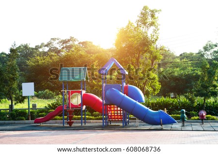 An image of colorful children playground, without children.
