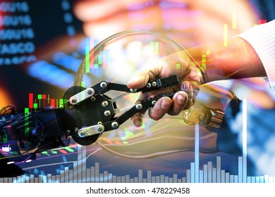 Image concept of software (Robot Trading System) used in the stock market that automatically submits trades to an exchange stock market exchange trading by human intervention.