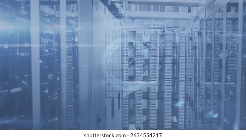 Image of connections and clock over servers. Network, connections, communication, data processing and technology concept digitally generated image.