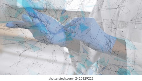 Image of connections and data processing over african american female doctor putting gloves on. Global medicine, computing and data processing concept digitally generated image. - Powered by Shutterstock - Get 15% off with code: PIKWIZARD15