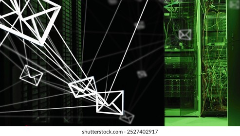 Image of connections and data processing over computer servers. Medicine, connections, computing and data processing concept digitally generated image.