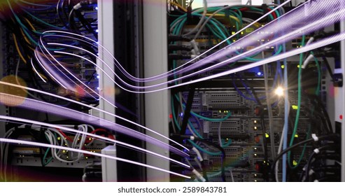 Image of connections and data processing over computer servers. Global finance, business, connections, computing and data processing concept digitally generated image.