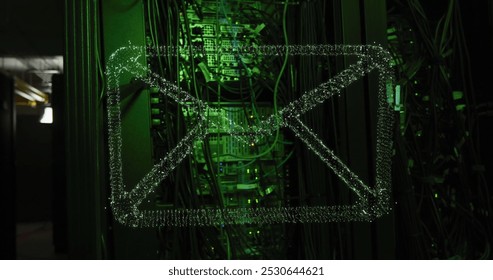 Image of connections with icons and data processing over computer servers. Global connections, business, finance, computing and data processing concept digitally generated image.