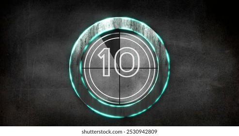 Image of countdown on black background. communication technology, data sharing and digital interface concept digitally generated image.