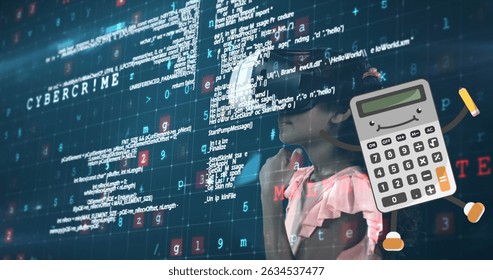 Image of covid cells and data processing over flag of honduras on blue background. Global business finances connections and digital interface concept digitally generated image.