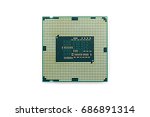 Image of CPU microchip on white isolated background. Electronic circuits. Computer hardware