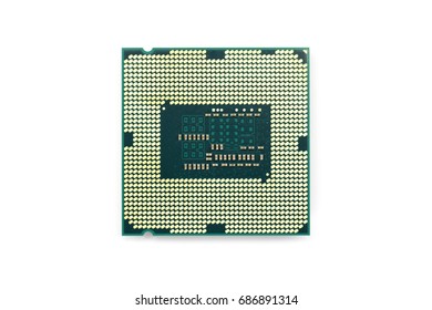 Image of CPU microchip on white isolated background. Electronic circuits. Computer hardware