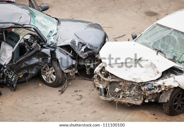 The image of crashed\
cars
