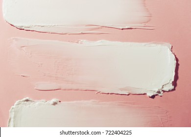 Image Of Cream Smear. Pink  Background