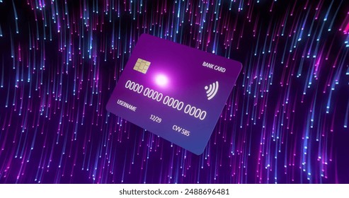 Image of credit card over light trails on black background. Finances, business, computing and digital interface concept digitally generated image. - Powered by Shutterstock