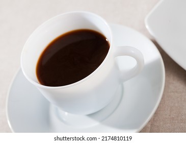 Image Of Cup Of Fresh Black Coffee Americano On Table, No People