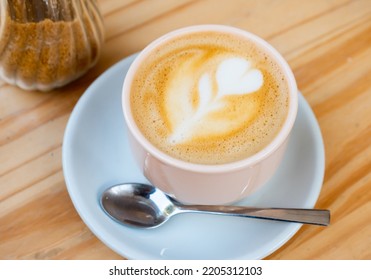 Image Of Cup Of Fresh Coffee Cortado On Table, No People