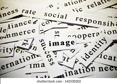 Image. Cutout of words related with business.