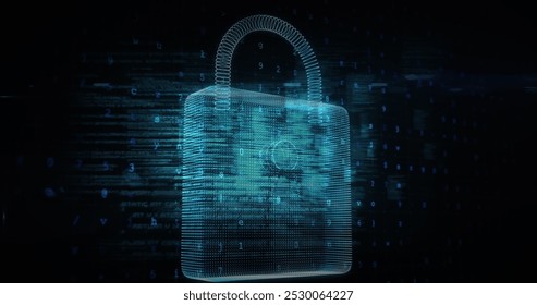 Image of cyber attack warning and padlock over silhouettes of people in server room. global internet security, connections and data processing concept digitally generated image.