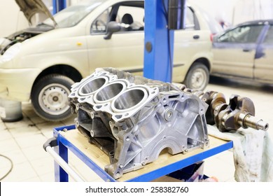 The Image Of Cylinder Block Of Truck Engine