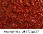 Image of Dark red bolognese or bolognaise sauce close up. Professional photo for food blog