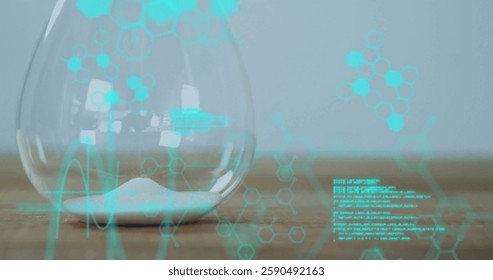 Image of data processing and chemical formula over hourglass. Social media and digital interface concept digitally generated image. - Powered by Shutterstock - Get 15% off with code: PIKWIZARD15