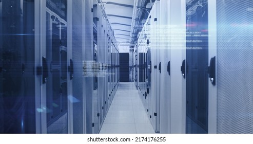 Image of data processing and computer servers in server room. global network of internet service provider or data processing centre concept.
