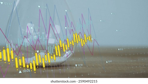 Image of data processing and diagrams over hourglass. Technology and digital interface concept digitally generated image. - Powered by Shutterstock - Get 15% off with code: PIKWIZARD15