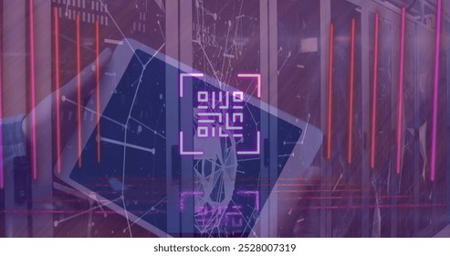 Image of data processing and digital icons over car. Global business connections digital interface technology and networking concept digitally generated image.