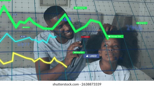 Image of data processing and digital icons over strong man exercising. Global business finances data processing and connections concept digitally generated image.
