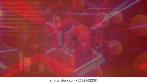 Image of data processing and digital tunnel with diagrams. Global technology and digital interface concept digitally generated image. - Powered by Shutterstock - Get 15% off with code: PIKWIZARD15