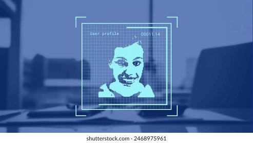 Image of data processing with diverse people portraits over office desk with laptop. Global business, finances, technology and digital interface concept digitally generated image. - Powered by Shutterstock - Get 15% off with code: PIKWIZARD15