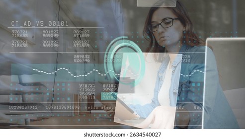 Image of data processing, file icons and clock over caucasian businesswoman at office. Global business, computing and digital interface concept digitally generated image. - Powered by Shutterstock - Get 15% off with code: PIKWIZARD15