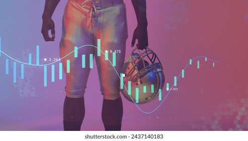 Image of data processing with markers over american football player. Sports, competition, data processing and communication concept digitally generated image. - Powered by Shutterstock