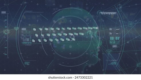 Image of data processing and media icons over cityscape. Global connections digital interface data processing concept digitally generated image.