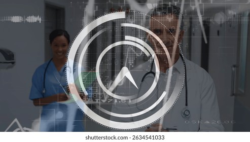 Image of data processing and moving clock over diverse doctors. Global medicine, computing and digital interface concept digitally generated image. - Powered by Shutterstock - Get 15% off with code: PIKWIZARD15