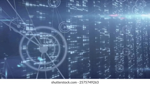 Image of data processing and networks of connections. Global finance, business, connections, computing and data processing concept digitally generated image.